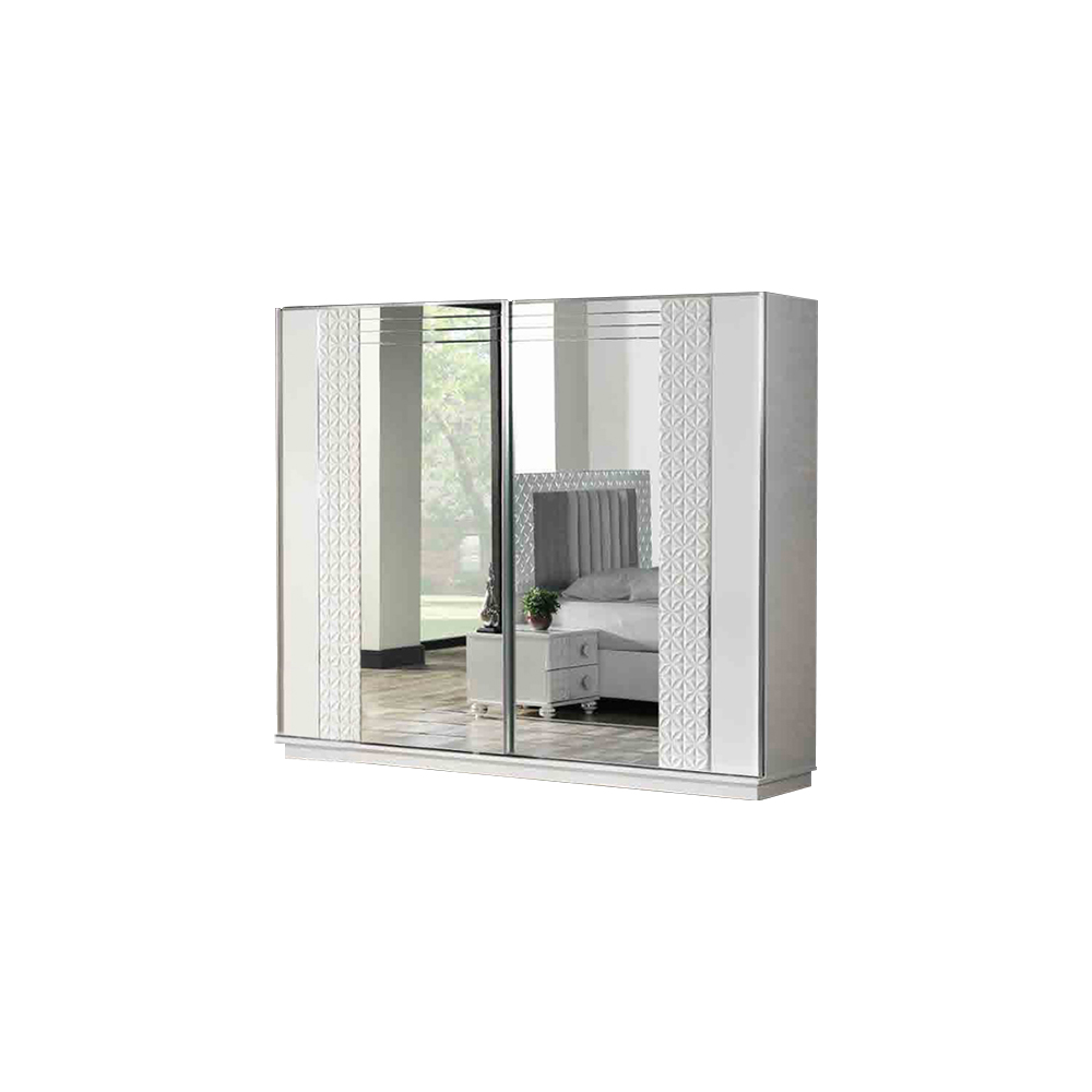 Wardrobe wooden cabinet closet white mirror bedroom wardrobe