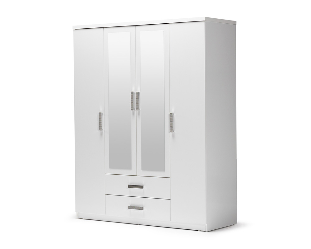 Wardrobe wooden cupboard cabinet built-in cabinet mirror wood white bedroom