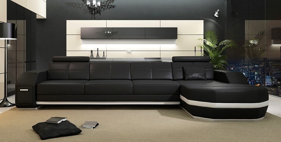 Corner sofa USB + LED Sofa living area U shape upholstered couch leather sofa fabric leather