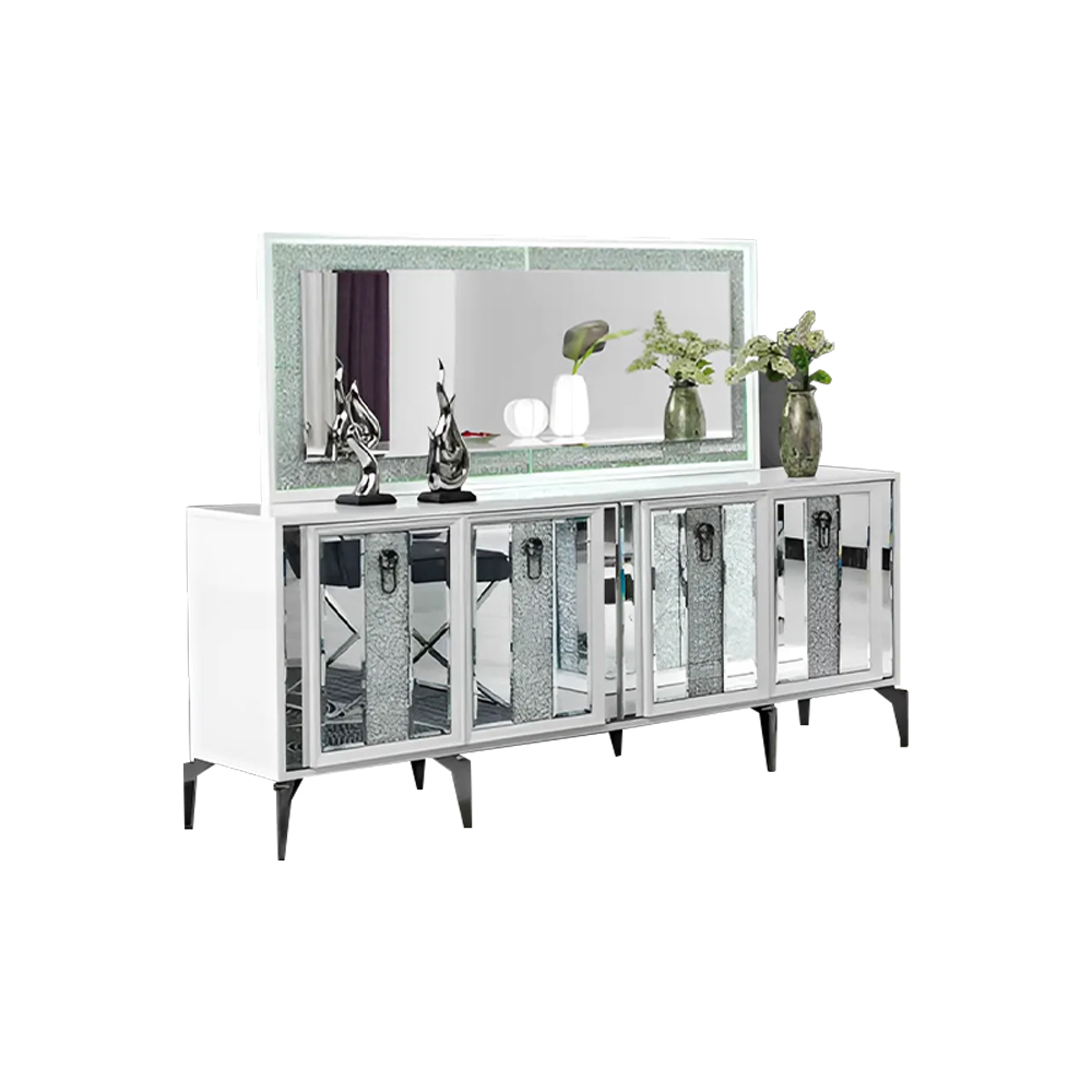 Sideboard cabinet cupboard white mirror dining room luxury wood