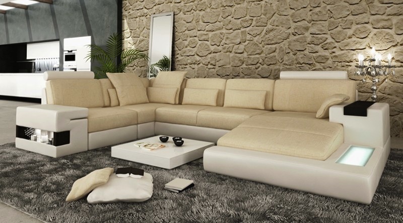 Sectional Sofa Couch Upholstered U-Shape Living Area Bellini Design Sofas XXL Big