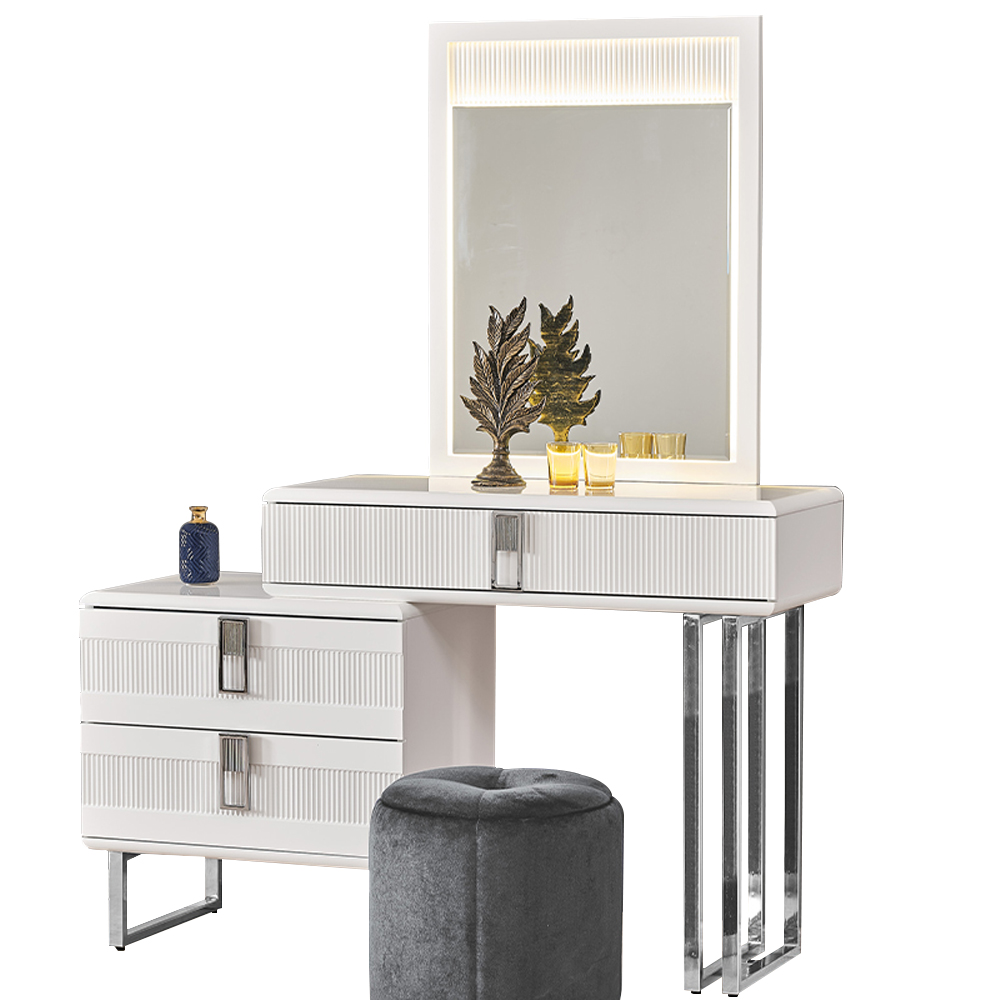 White Makeup Table Designer Vanity Sturdy Cosmetic Table Furniture