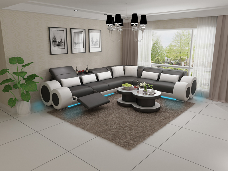Leather sofa couch living landscape corner sofa corner set modern design sofa USB relax