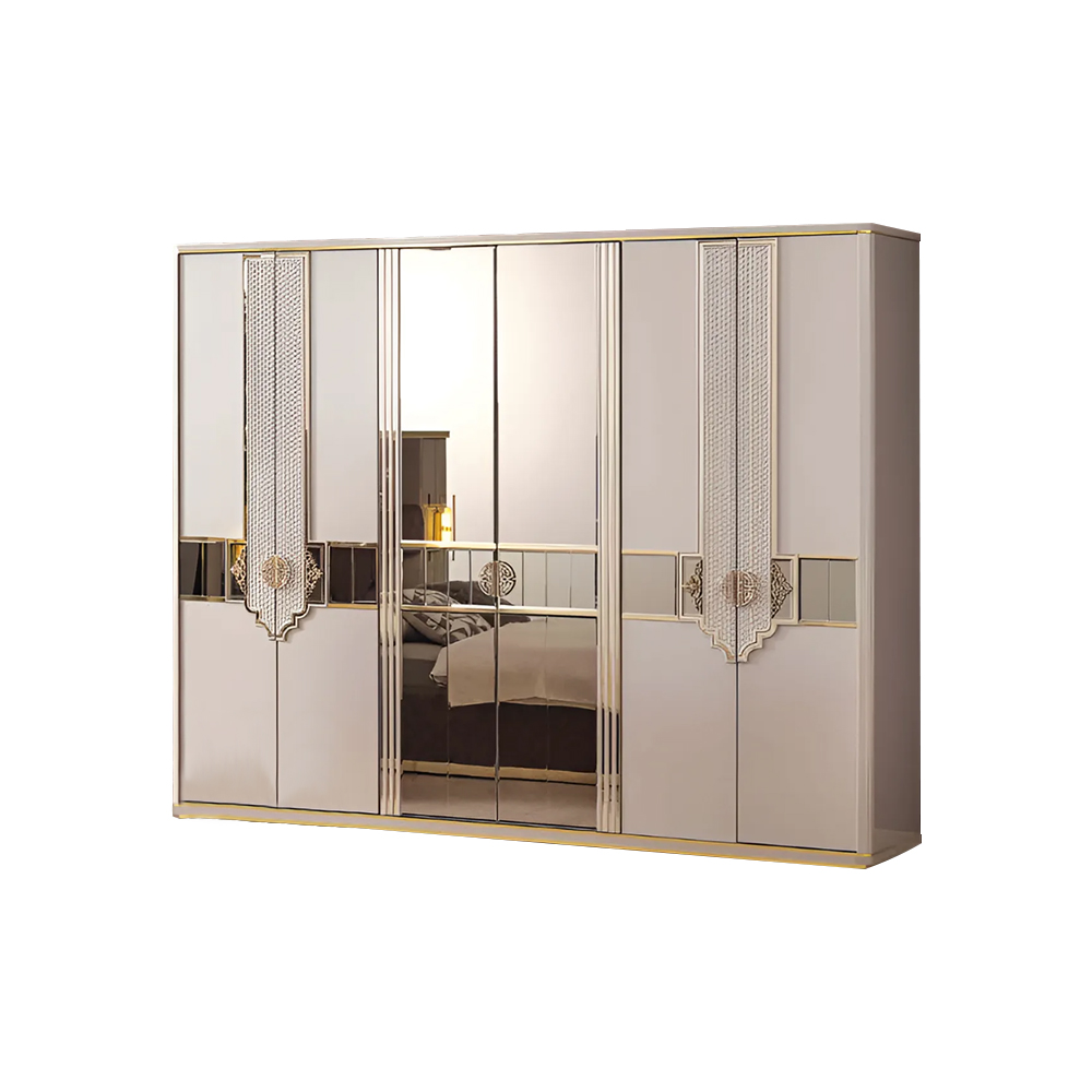 Luxurious beige wardrobe bedroom wooden closet 260cm