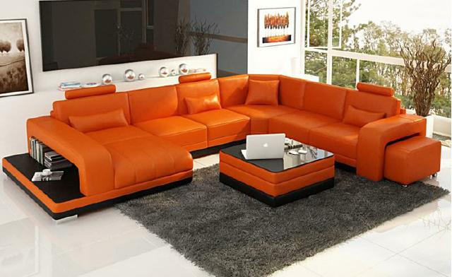 Living area couch upholstered corner set designer leather sofa big sofa Cornol