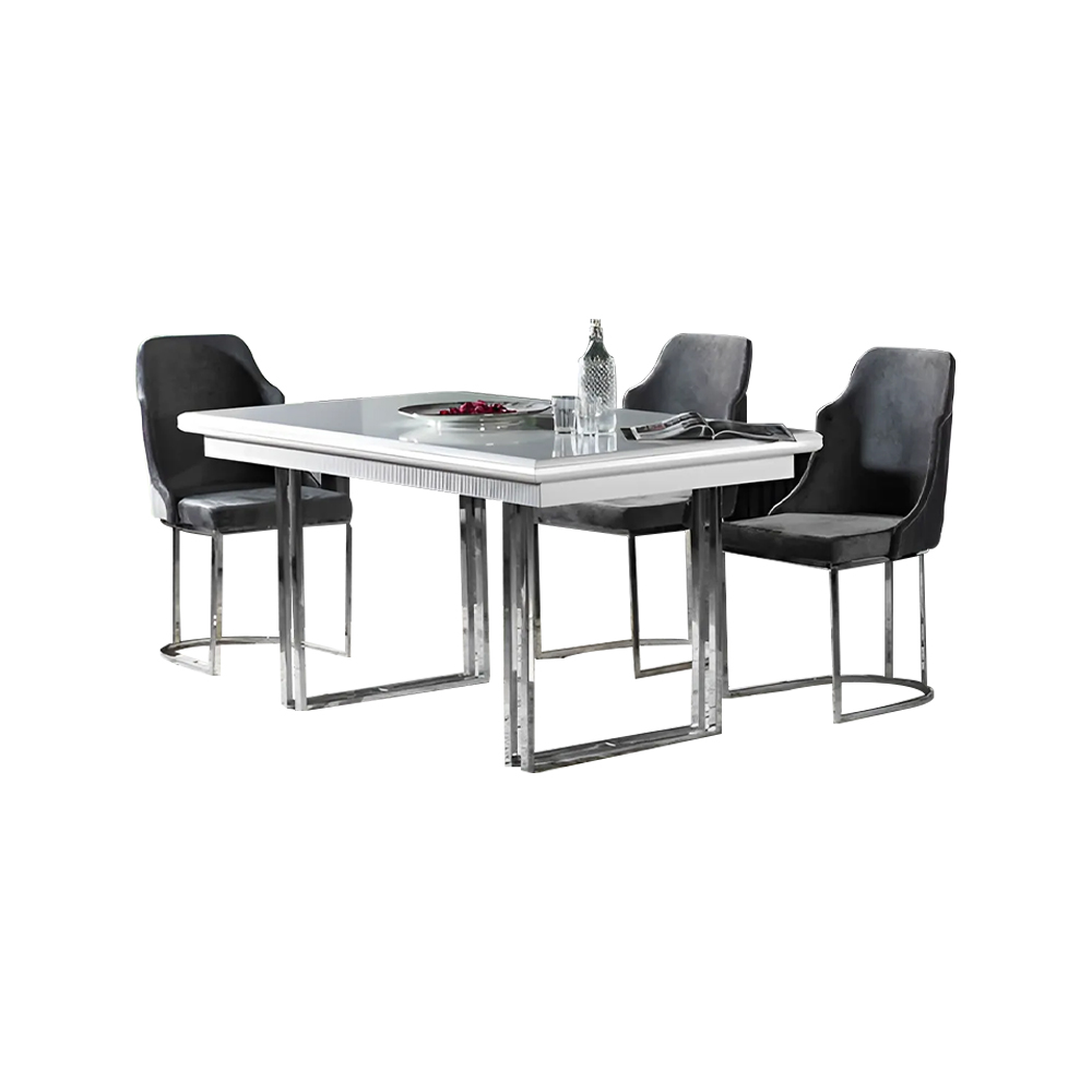 Dining room furniture dining group dining table dining corner chairs 7-piece white set