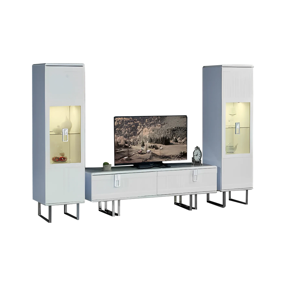 Suite display cabinets TV stand white living room 3-piece sideboard