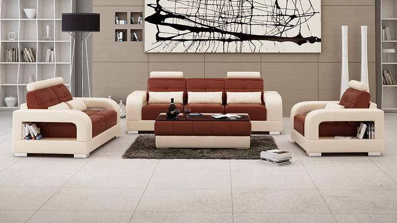 Leather sofa couch seating group 3+2+1 seating set modern design sofa with USB