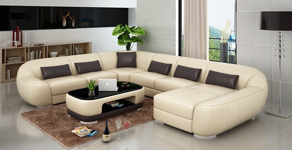 Modern leather sofa + USB corner sofa living landscape seating upholstery couch set new