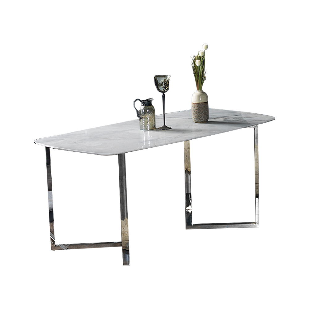 Luxury dining table silver white dining tables 180x90cm marble look