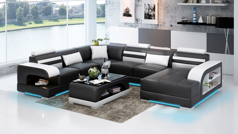 Leather sofa couch living landscape corner sofa corner suite modern design sofa + USB new