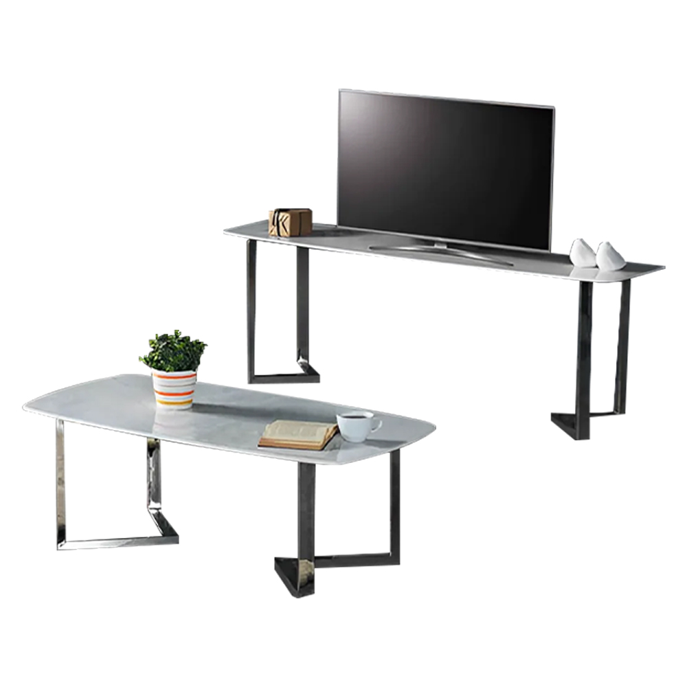 TV unit set table coffee table living room marble gray living room table