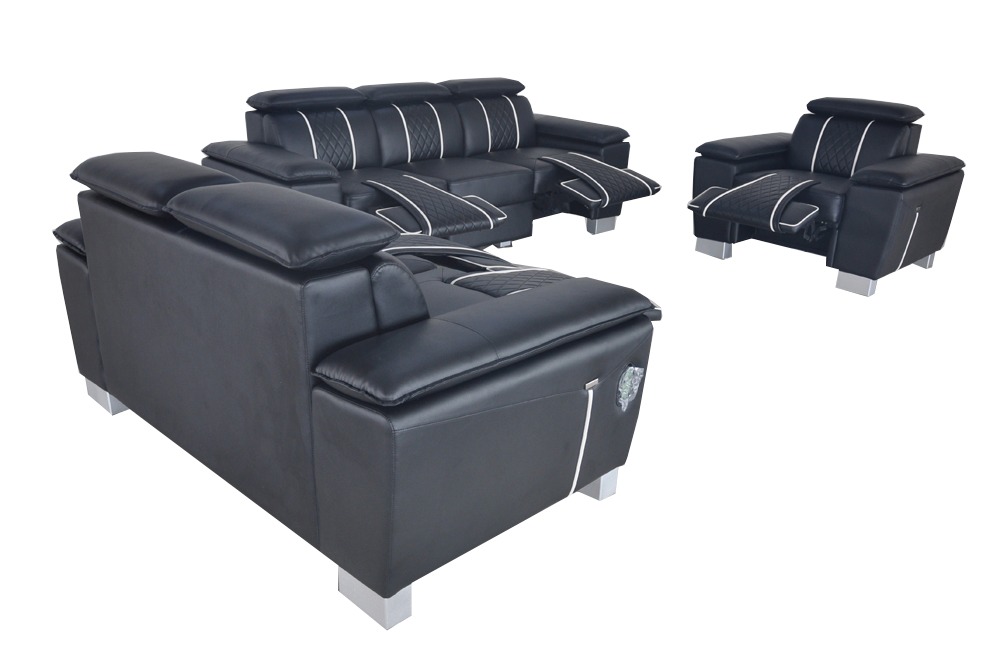 Leather sofa set couch design complete set 3+2+1 with USB