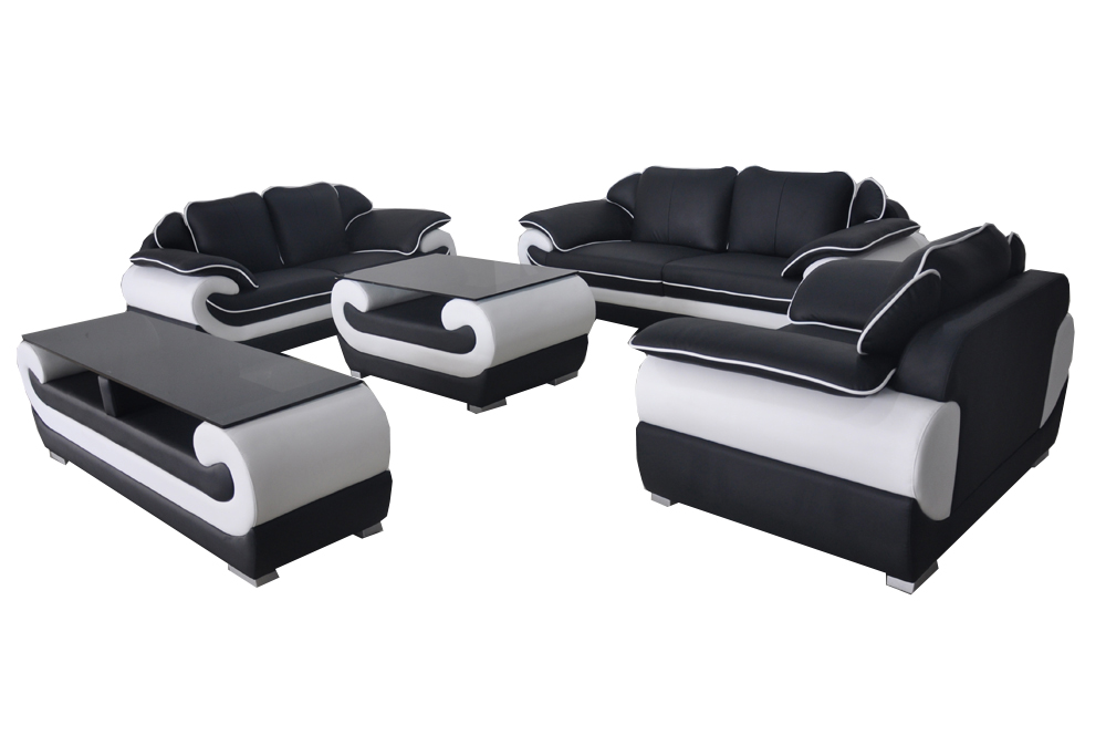 Leather sofa set design sofa upholstery complete set 4 pieces 3+2+1 with USB.