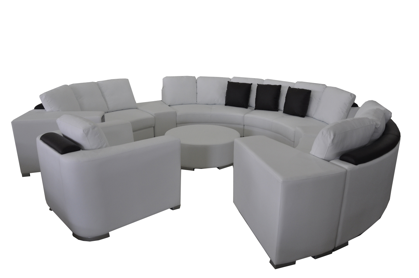 Round sofa with USB XXL big round couches living landscape U-shaped round upholstery