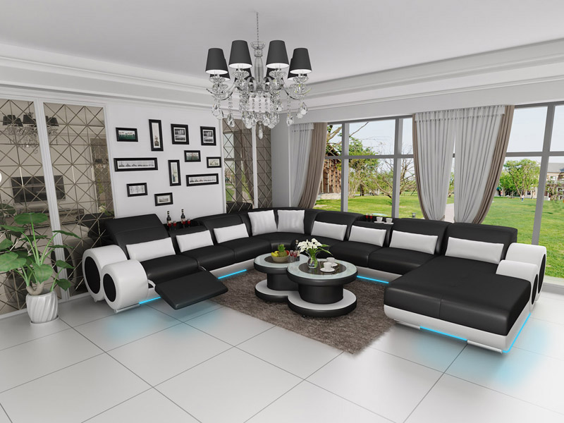 Leather sofa couch living landscape corner sofa corner suite modern design sofa with USB