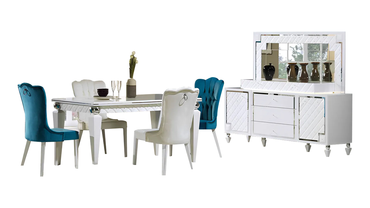 Dining table set dining group table chairs set dining group sideboard 8 pieces.