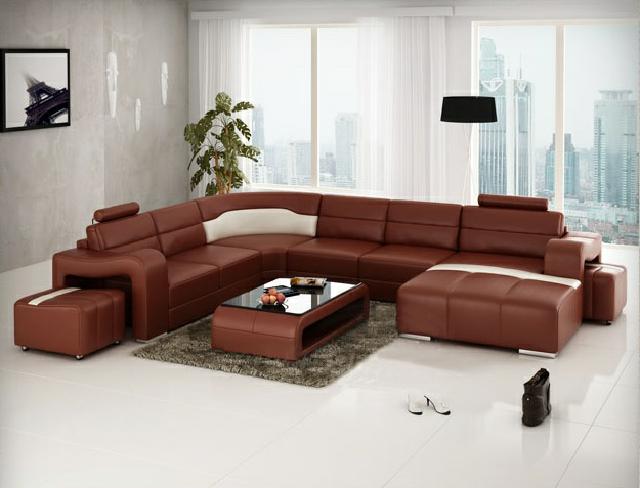 Living area couch upholstery corner set designer leather sofa big sofa new PISA