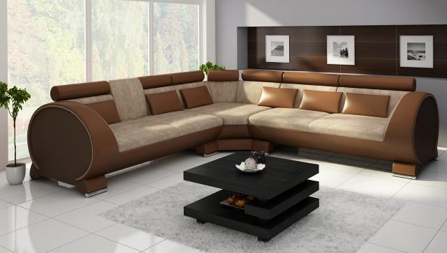 Corner sofa VIGO Sofa + USB corner set leather sofa leather textile fabric LT01 corner couch