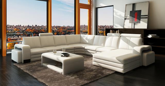 XXL leather sofa with USB leather couch living landscape corner sofa new set sofa FRANCO