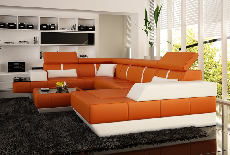 Leather sofa + USB sofa corner sofa leather couch corner sectional NEW living landscape