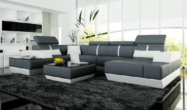 Leather sofa + USB, sectional sofa, corner sofa, leather couch, corner poster NEW