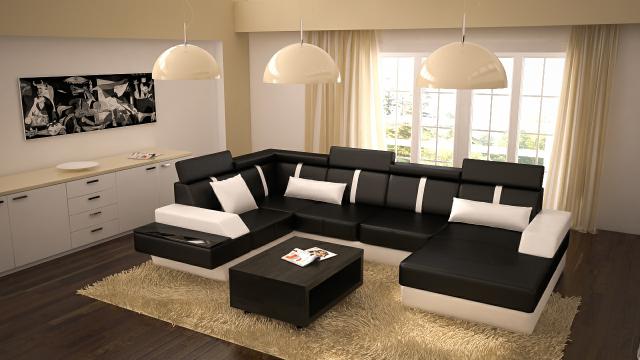 Designer living landscape corner couch + USB sofa upholstery set leather sofa new