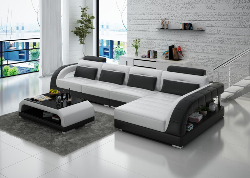 Leather sofa USB living landscape corner sofa corner set modern design sofa G8012C new