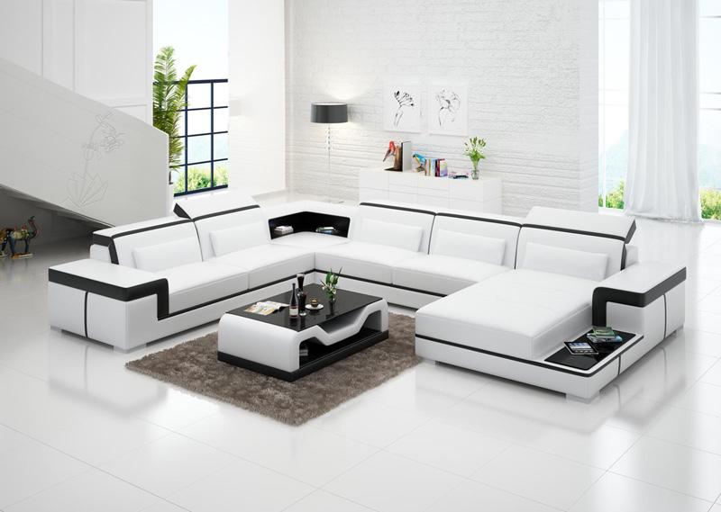 Corner sofa living landscape U-shaped sofa upholstered couches leather design illuminated couch