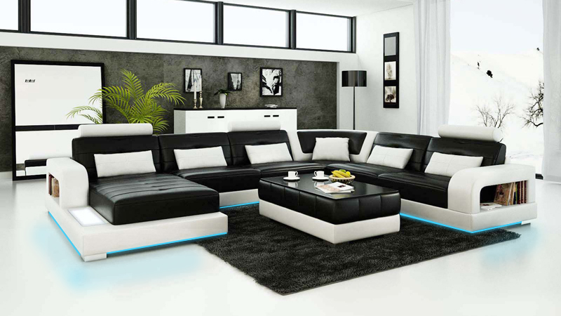 Sofa Corner Sofa Design Living Area with Shelf Upholstered Seating Set Leather Sofa USB