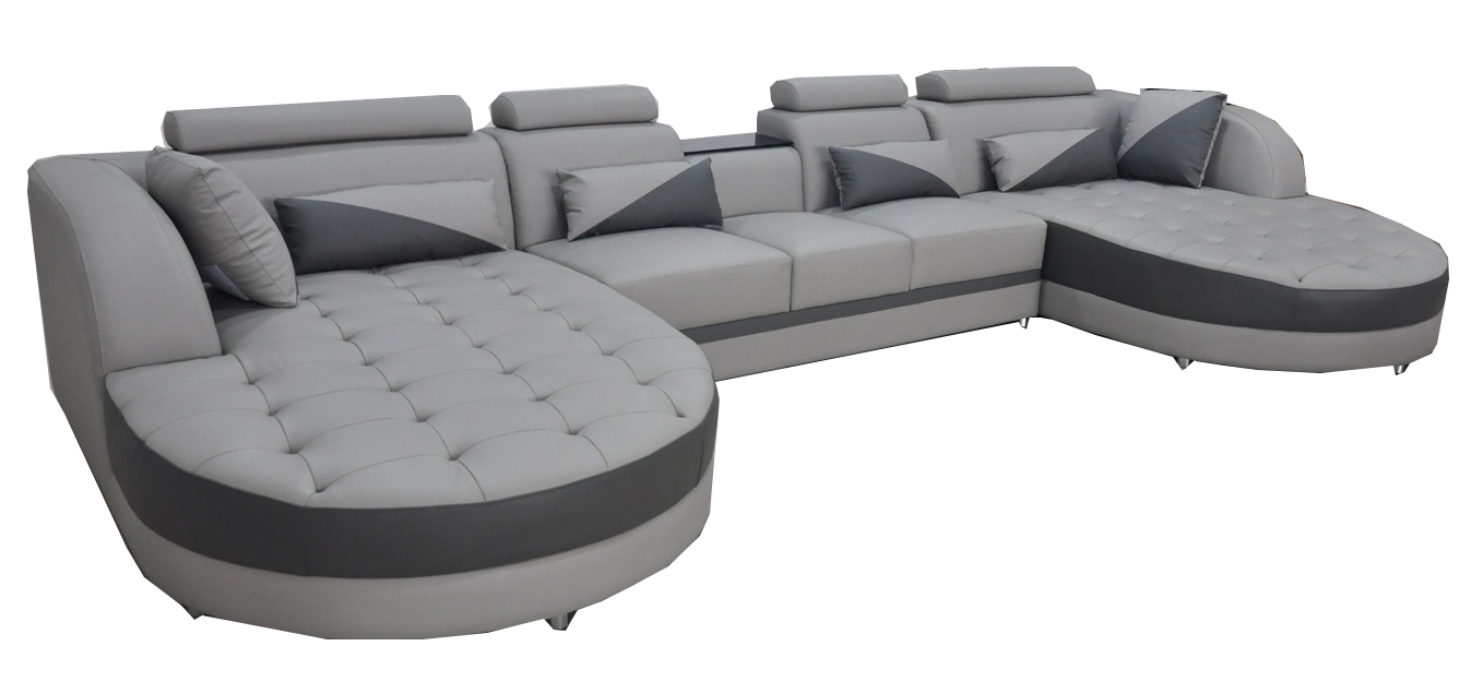 Sofa set with bed function, gray corner sofa U-shape, couch design, upholstered, USB, new.