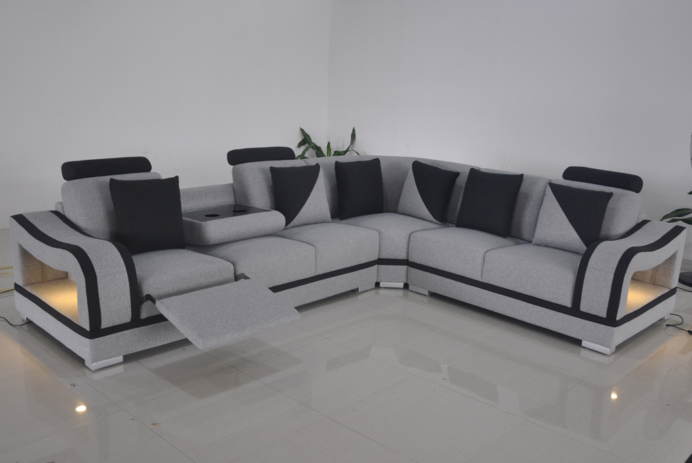 Modern textile sofa corner couch upholstery living room corner sofa L-shape living landscape USB