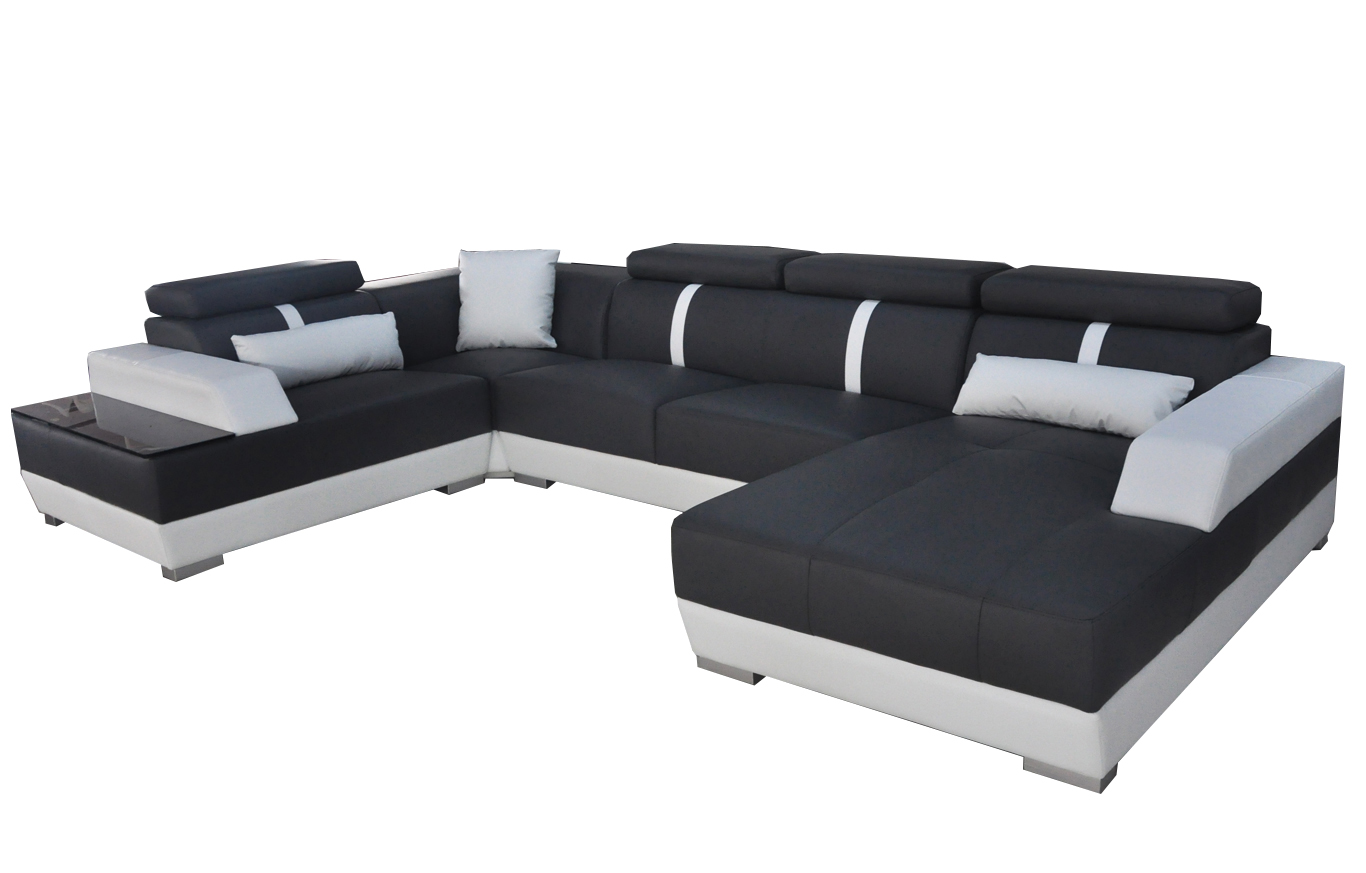 Designer living room sectional couch + USB sofa upholstered sofas new black leather sofa