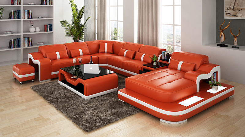 Leather sofa with USB couch living landscape corner sofa corner set modern design sofa