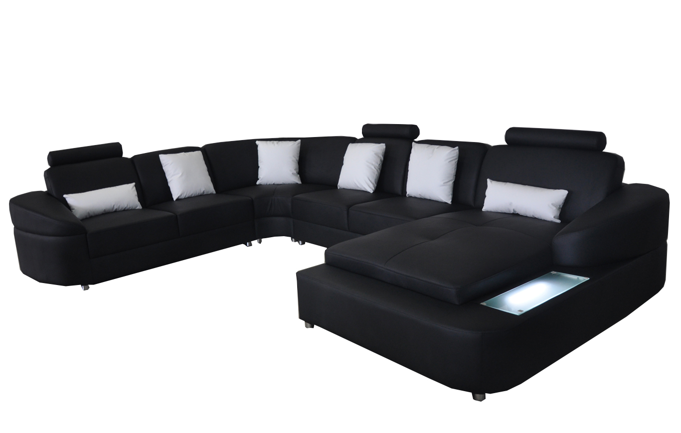 Leather sofa with USB couch living landscape corner set modern design U-shaped sofas.