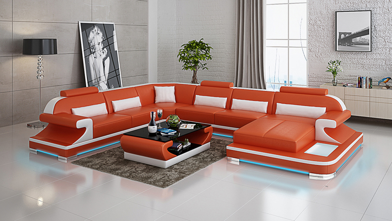 Leather sofa couch living landscape corner sofa corner set modern design sofa with USB