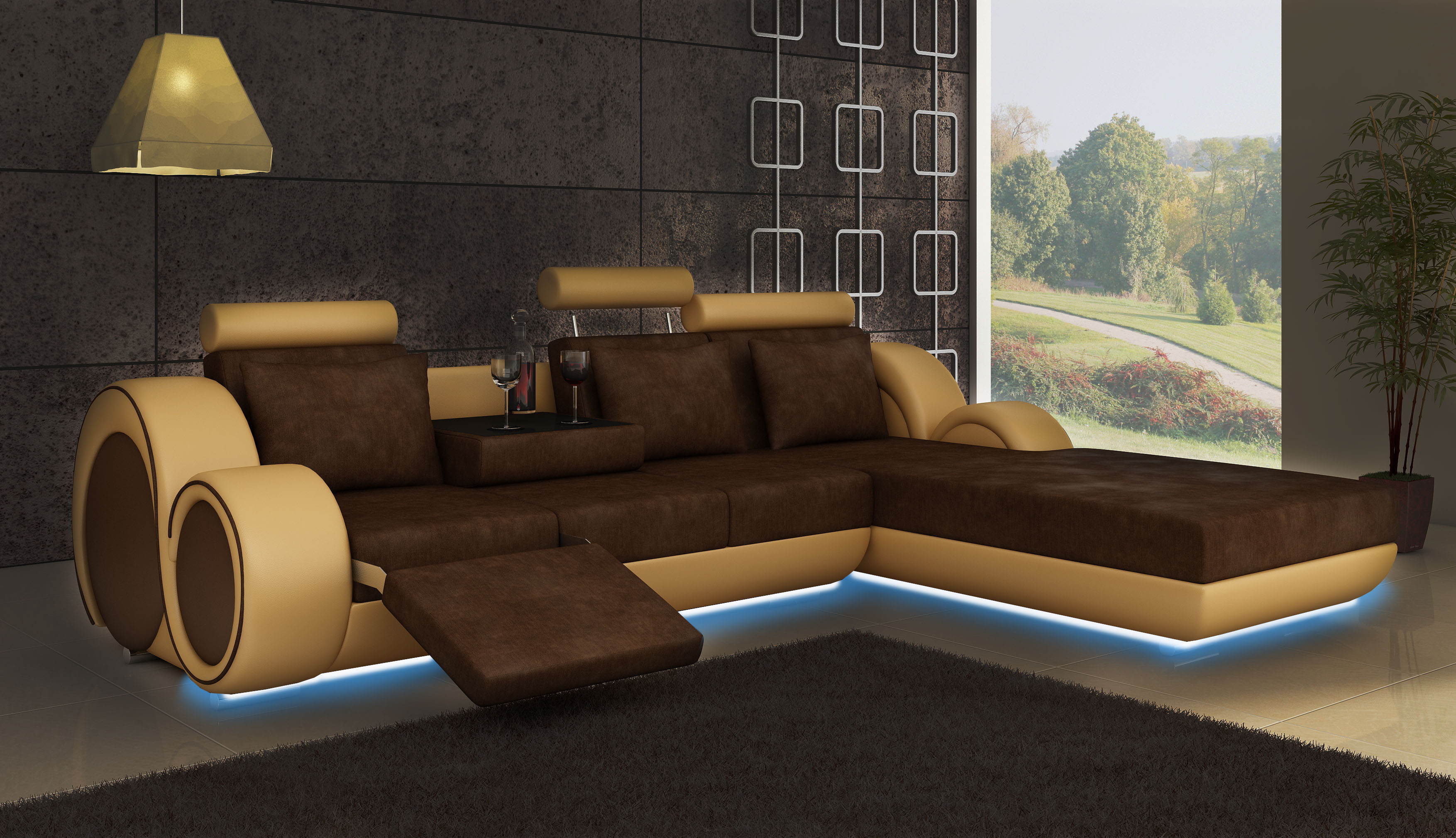 TEXTILE SOFA SET CORNER COUCH USB Custom Manufacturing LIVING LANDSCAPE SOFA SET