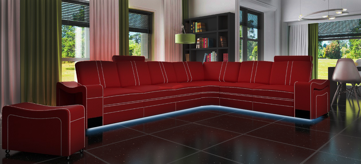 LEATHER SOFA XXL LIVING ROOM LANDSCAPE SET LEATHER CORNER COUCH SET with USB CUSHIONS