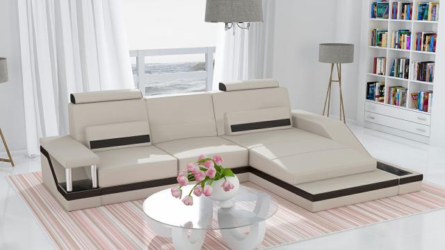 Corner sofa living landscape sofa USB corner suite leather textile fabric custom-made