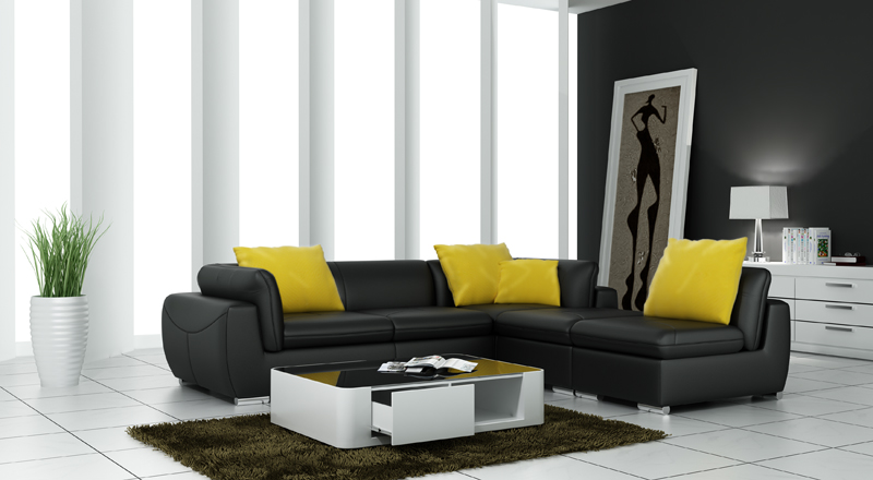 Leather sofa with USB living area corner sofa corner set modern design sofa F3014