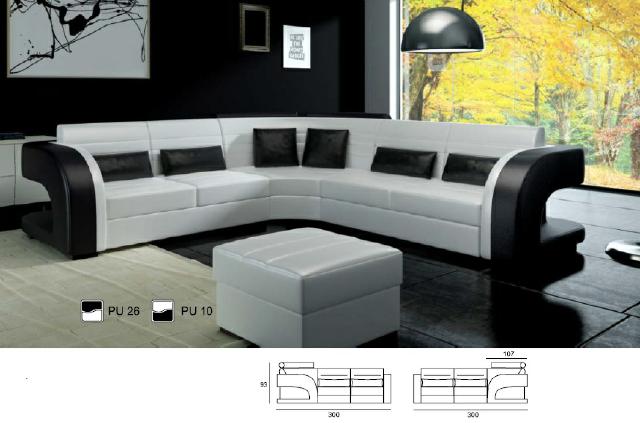 Leather sofa with USB design living area couch set upholstered corner sofa BERGAMO