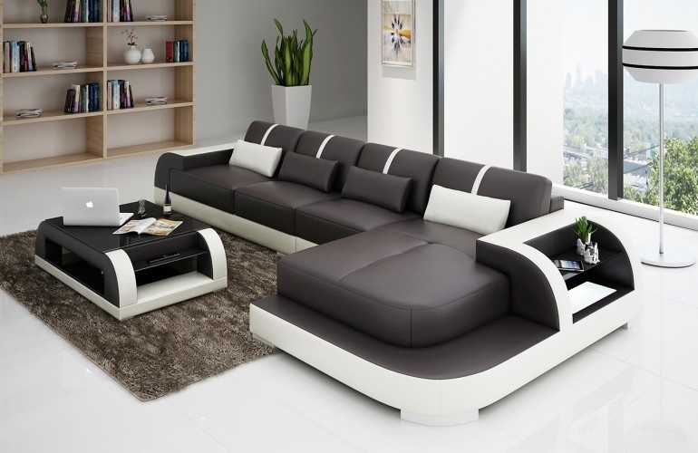 Corner sofa + USB upholstered living landscape LED upholstered corner design sofa leather sofa