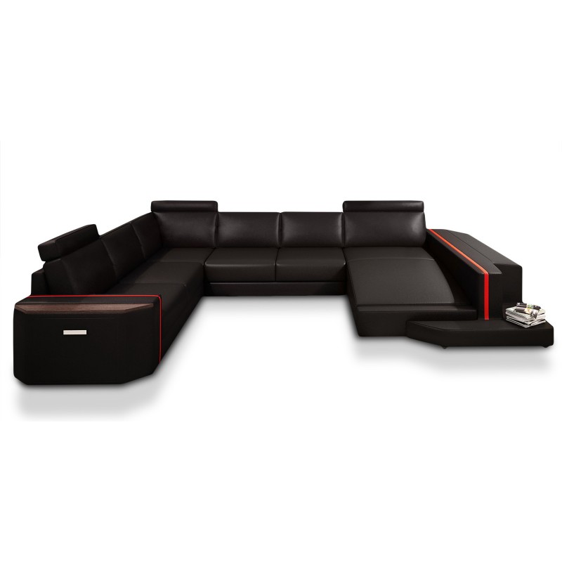 Living area leather sofa corner sofa with USB sofa couch upholstered seat corner set