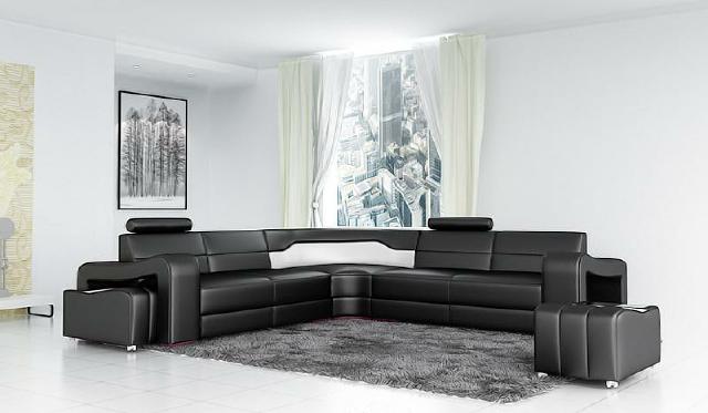 Leather sofa with USB corner sofa designer living area L-shaped sofa PISA