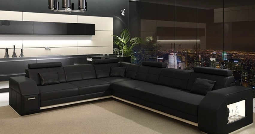 Corner sofa leather sofa sofa with USB upholstered seat corner set living landscape couch