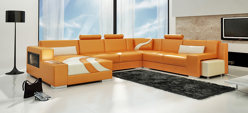 Corner sofa upholstered designer sofa corner set couch modern U-shaped leather + USB