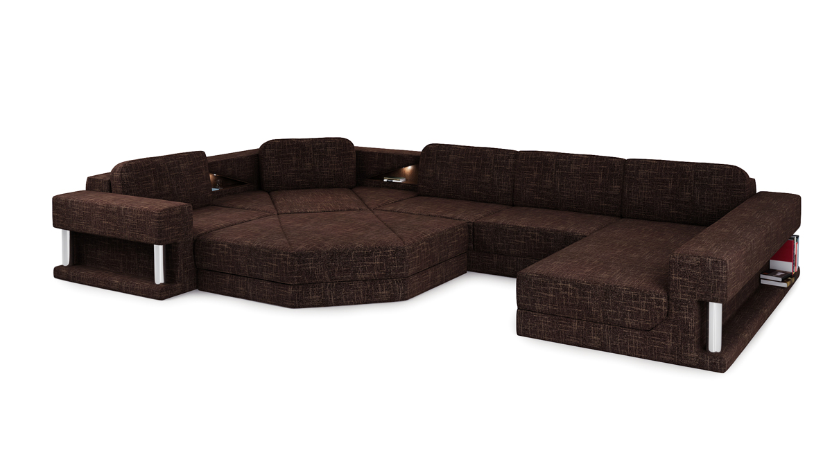 Corner sofa with USB cushion, textile design, sofa set, living landscape, parliament.