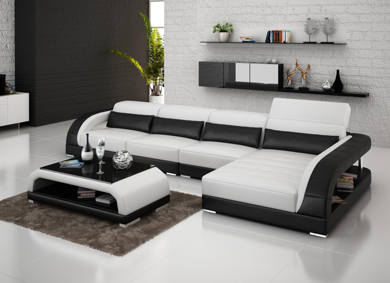Leather sofa with USB, corner living room sofa set modern design sofa G8016C