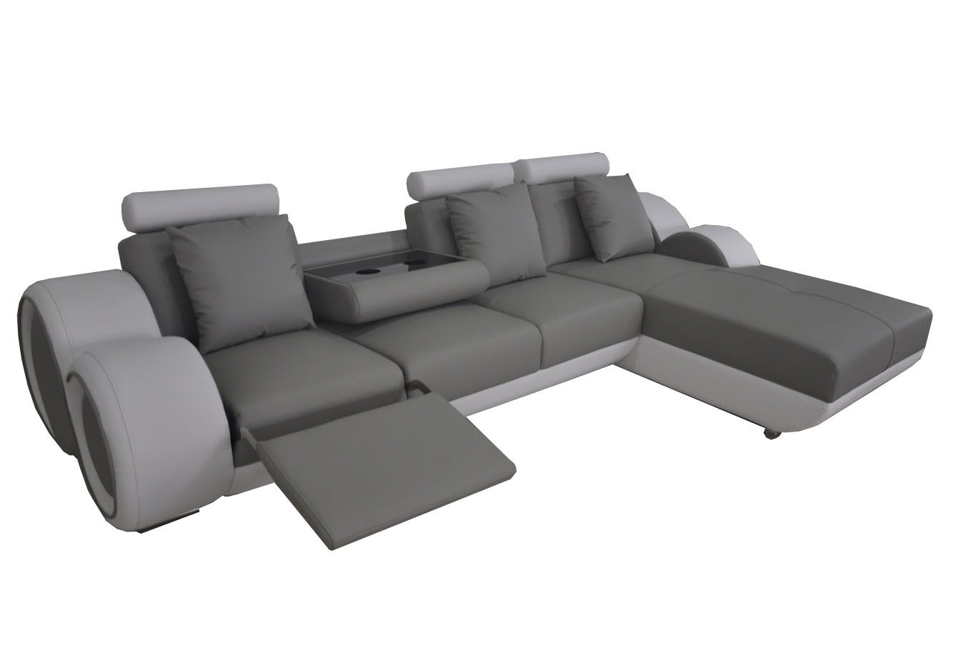 Design Sofa + USB Leather Corner Suite Corner Landscape Upholstered L Shape Living Relax