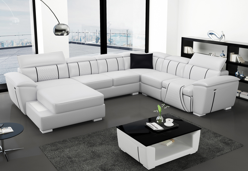 Leather sofa couch upholstery white leather sofas U-shaped couches living landscape